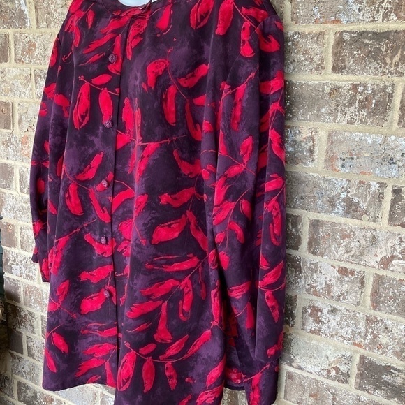 Vintage C.M.Shapes 3X leaves  Print Blouse Gorgeous 1980’s padded shoulders - Picture 2 of 12